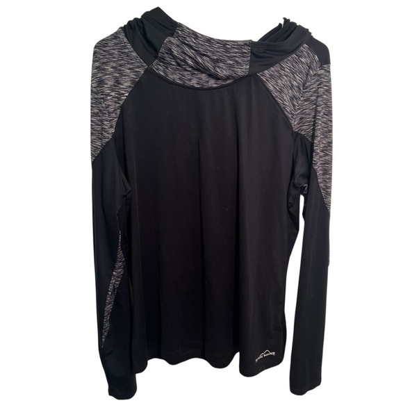 Eddie Bauer Hooded Athletic Long Sleeve Top Black Space Dye XL - Picture 1 of 10